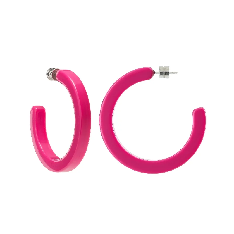 Midi Hoops in Neon Pink