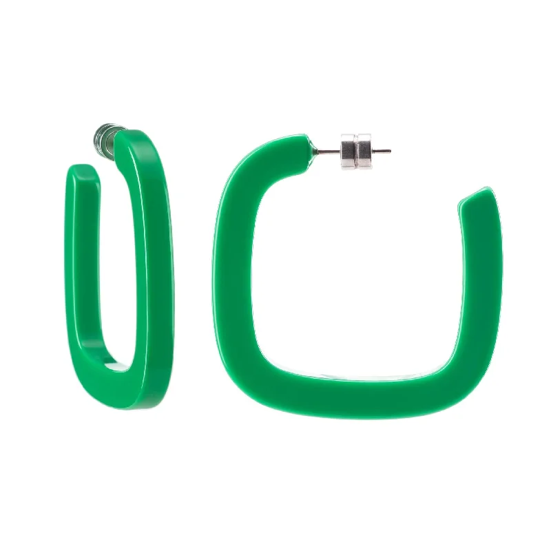 Midi Square Hoops in Bright Green