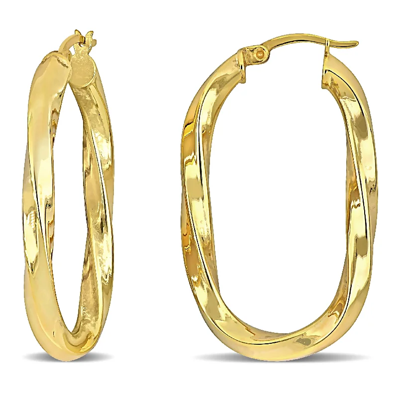 Mimi & Max 38x23mm Oval Twist Hoop Earrings in Yellow Plated Silver