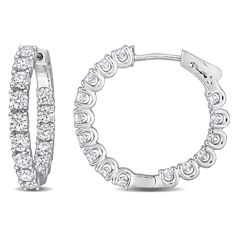 Mimi & Max 3ct DEW Created Moissanite Inside-Outside Hinged Hoop Earrings in Sterling Silver