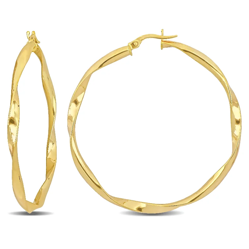 Mimi & Max 47mm Twisted Hoop Earrings in 10k Yellow Gold