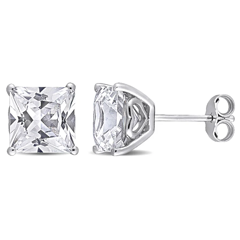 Mimi & Max 6 1/8ct TGW Square Created White Sapphire Earrings in Sterling Silver