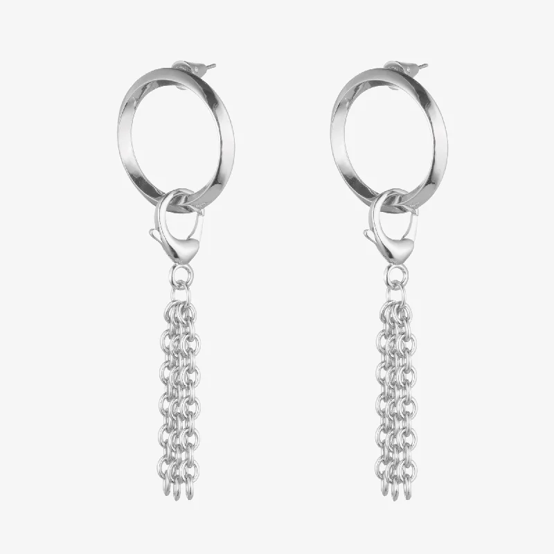 O-RING TASSEL EARRINGS SILVER