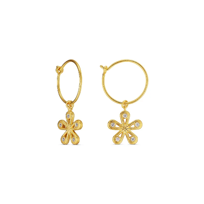 Unity Flower Gold Plated Hoops w. Zirconia