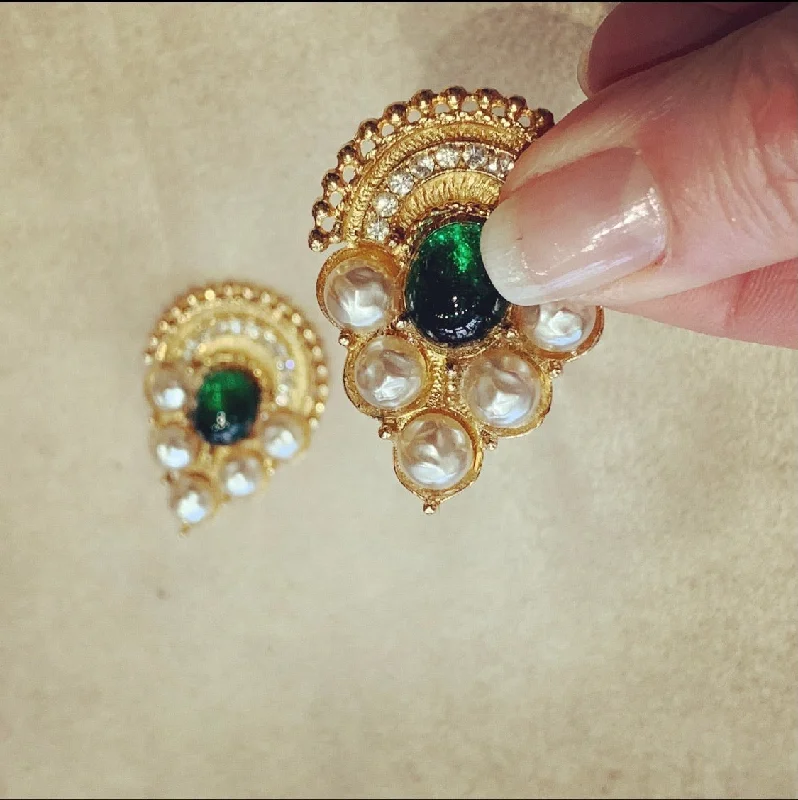 Rare earrings by Mosell in green and pearl glass