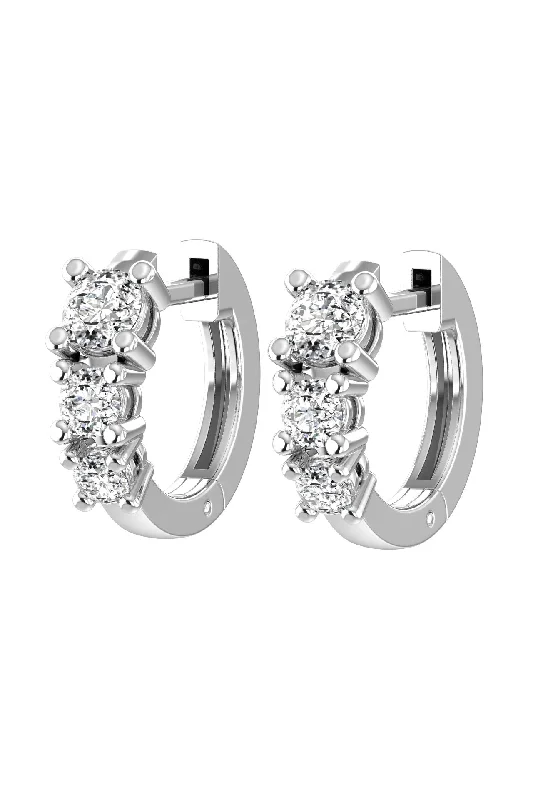 Degrade 18K White Gold Hoops w. Lab-Grown Diamonds