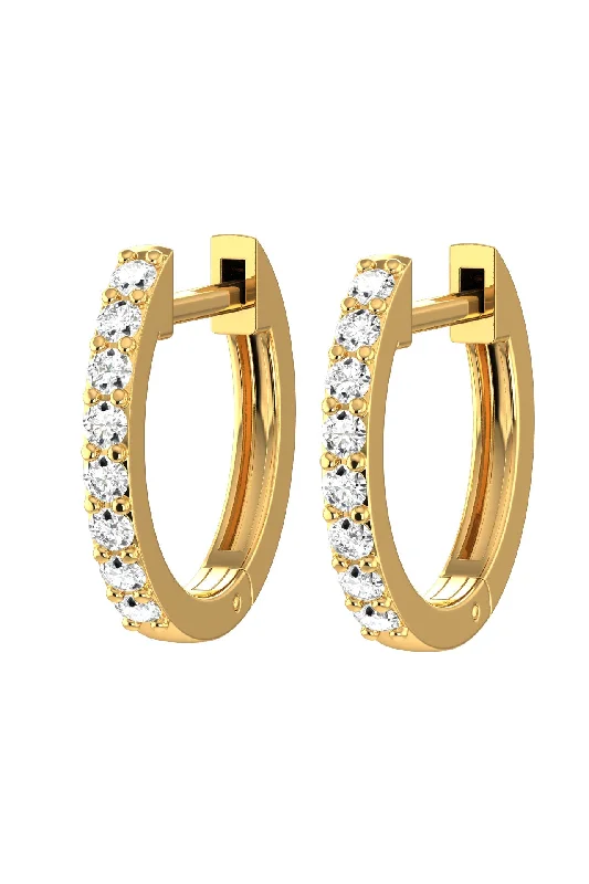 Medium Line 18K Gold Hoops w. Lab-Grown Diamonds