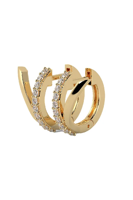 V 18K Gold Hoops w. Lab-Grown Diamonds