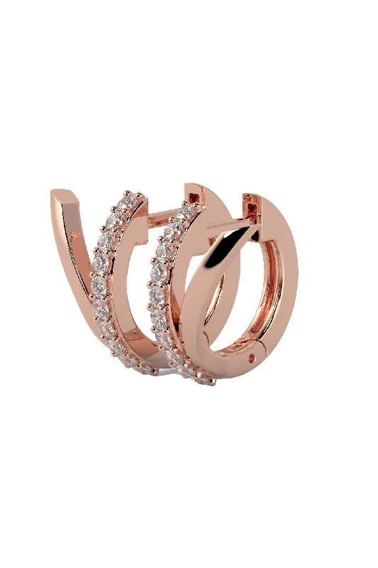 V 18K Rose Gold Hoops w. Lab-Grown Diamonds