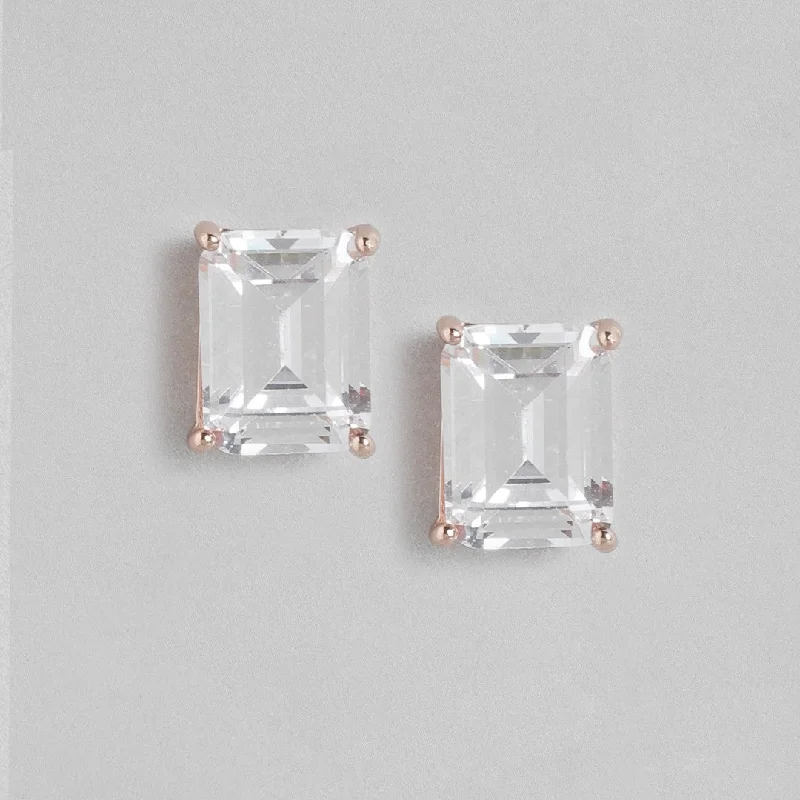 Rose Gold Radiance 925 Sterling Silver CZ Earrings