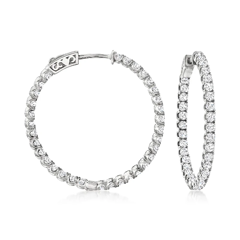 Ross-Simons CZ Inside-Outside Hoop Earrings in Sterling Silver