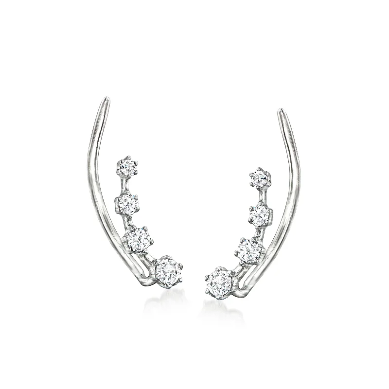 RS Pure by Ross-Simons Diamond Ear Climbers in Sterling Silver