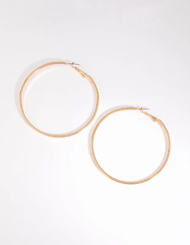 Gold Large Flat Hoop Earrings