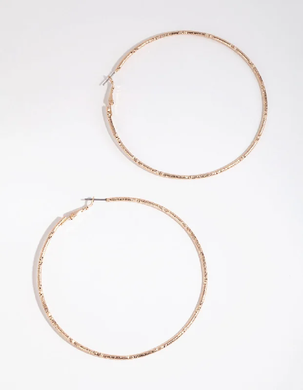 Gold Diamond Cut Big Hoop Earrings