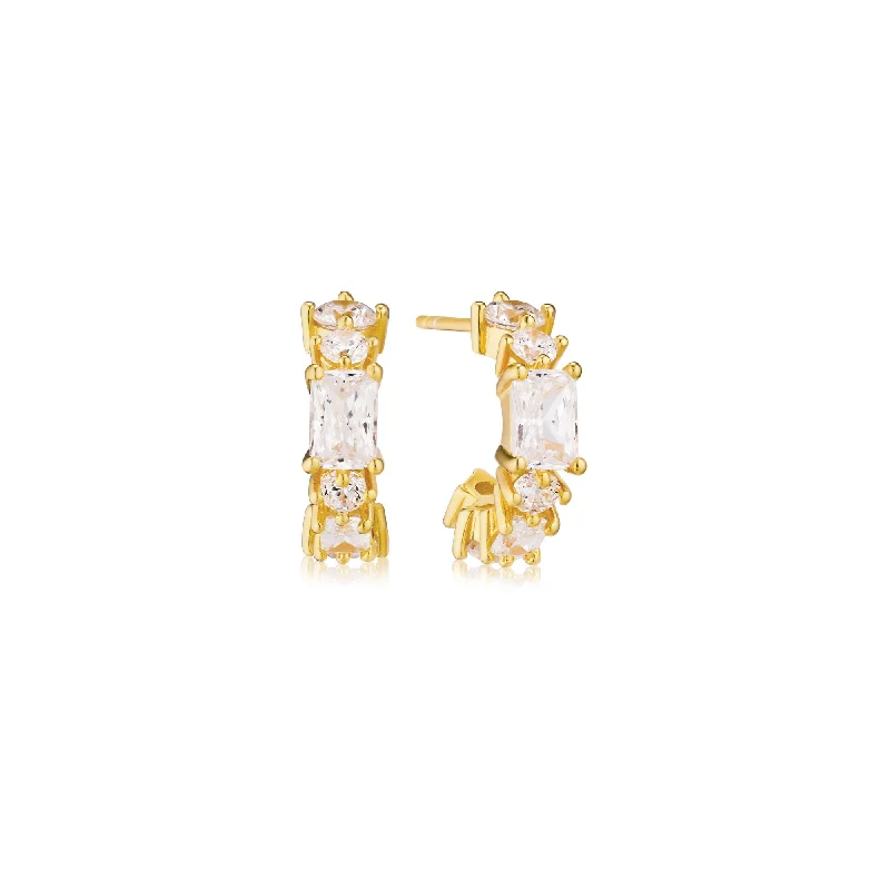 Ivrea Small 18K Gold Plated Hoops w. Zirconias