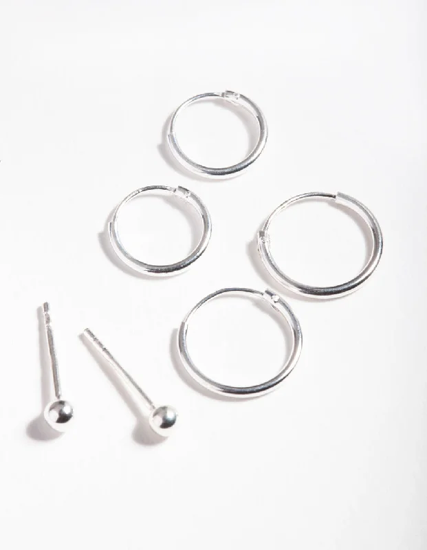 Sterling Silver Ball & Hoop Earring Pack