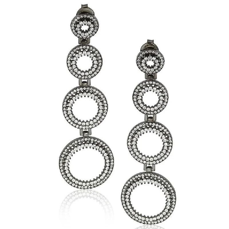 Suzy Levian Sterling Silver Cubic Zirconia Graduating Circle Earrings