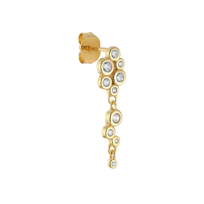 Cascade 18K Gold Plated Stud w. Zirconia