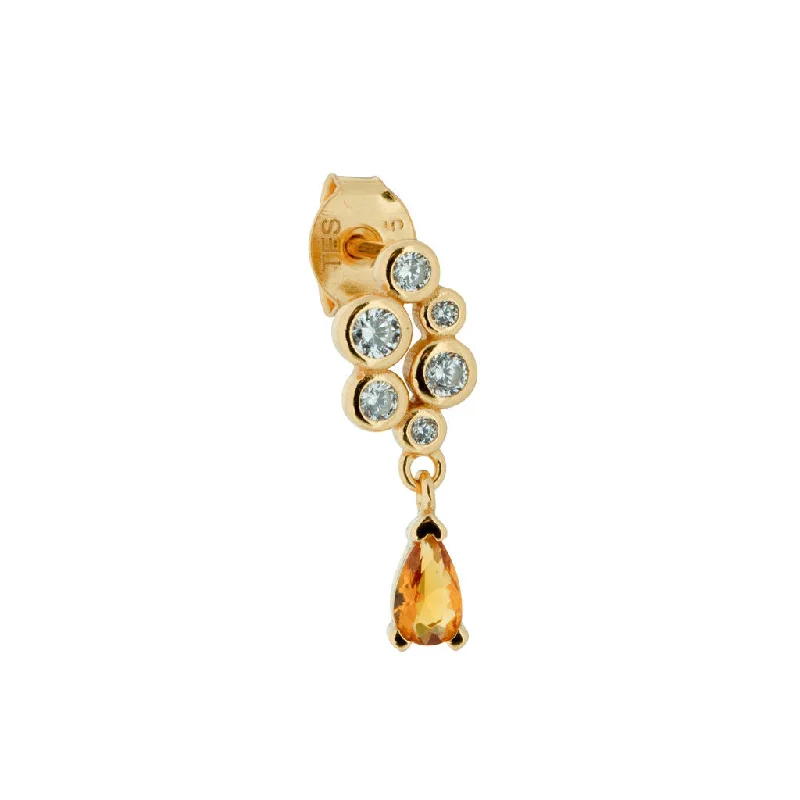 Sparkle 18K Gold Plated Stud w. White & Yellow Zirconia