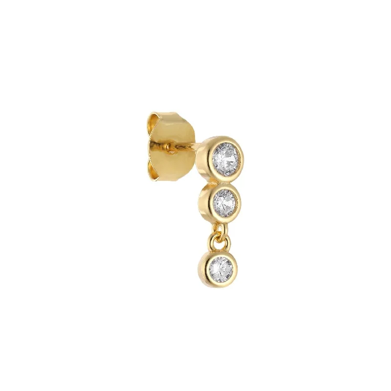 Trio 18K Gold Plated Stud w. Zirconia