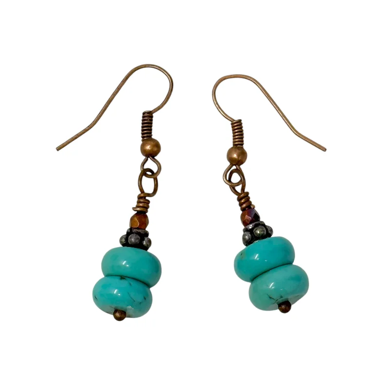 Turquoise Bead Dangle Earrings By Unbranded