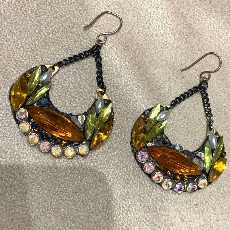 Yellow stone chandelier earrings