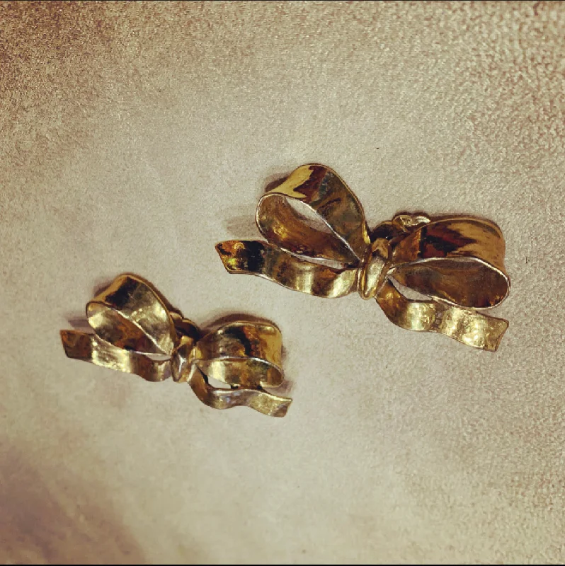 Yves Saint Laurent gold bow earrings