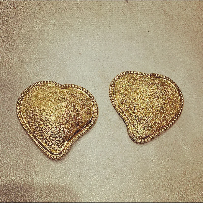 Yves Saint Laurent Large gold heart earrings