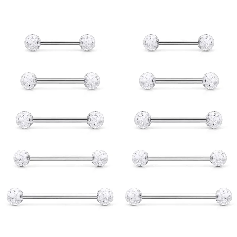 14G Steel Straight Barbell Nipple Rings Tongue Rings Cartilage Earring Body Piercing Retainer Jewelry Length 12-22mm