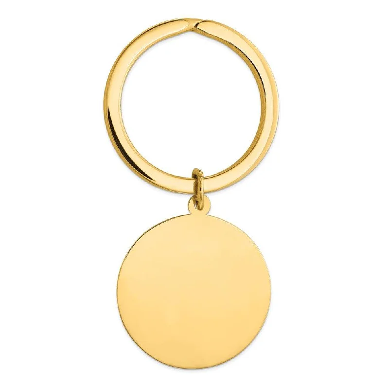 14k Round High Polished Disc Key Ring