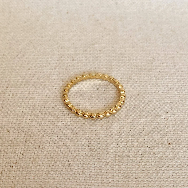 Gold Filled Beaded Band Ring - 18k Fill