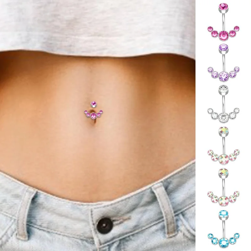 1pc Zircon Surgical Stainless Steel Navel Piercing Heart Belly Button Rings Belly Piercing Body Jewely Accessories