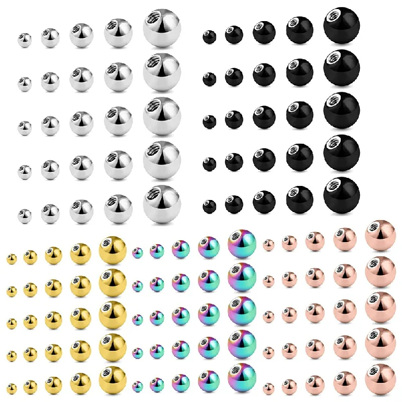 25Pcs Replacement Balls Externally Threaded Surgical Steel Industrial Barbell Tongue Nipple Belly Button Piercing Rings Parts