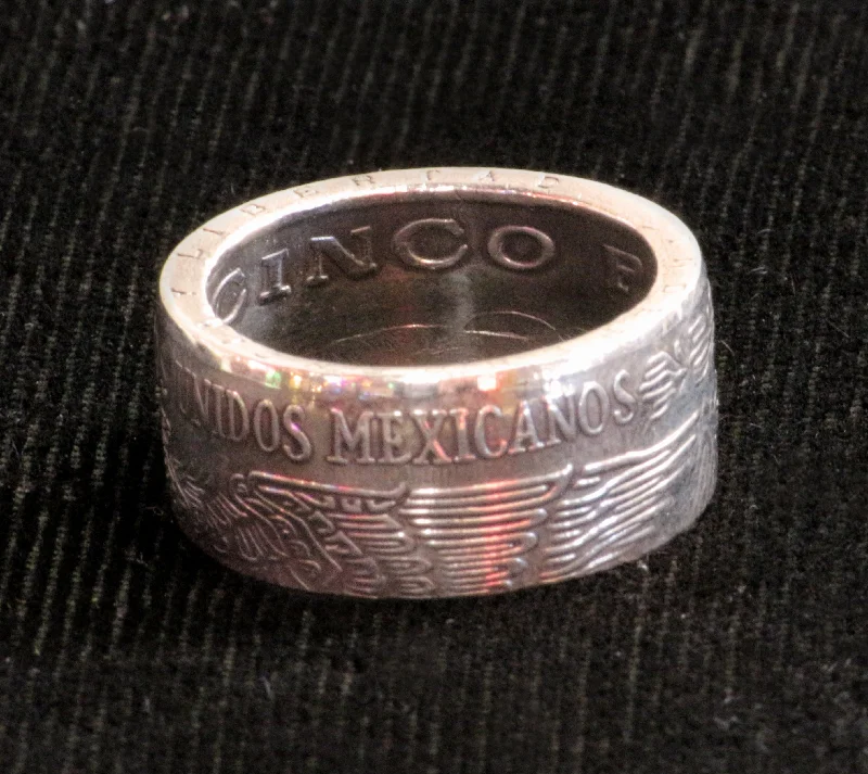 Mexican Pesos Coin Ring, Handcrafted Size 11.5