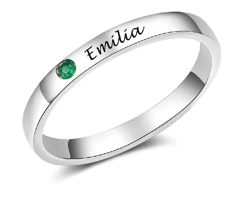 Personalized Name Ring | Ring with Birthstone | Dainty Name Ring | Custom Name Ring | Name Rings | Engraved Rings | 925 Sterling Silver Ring