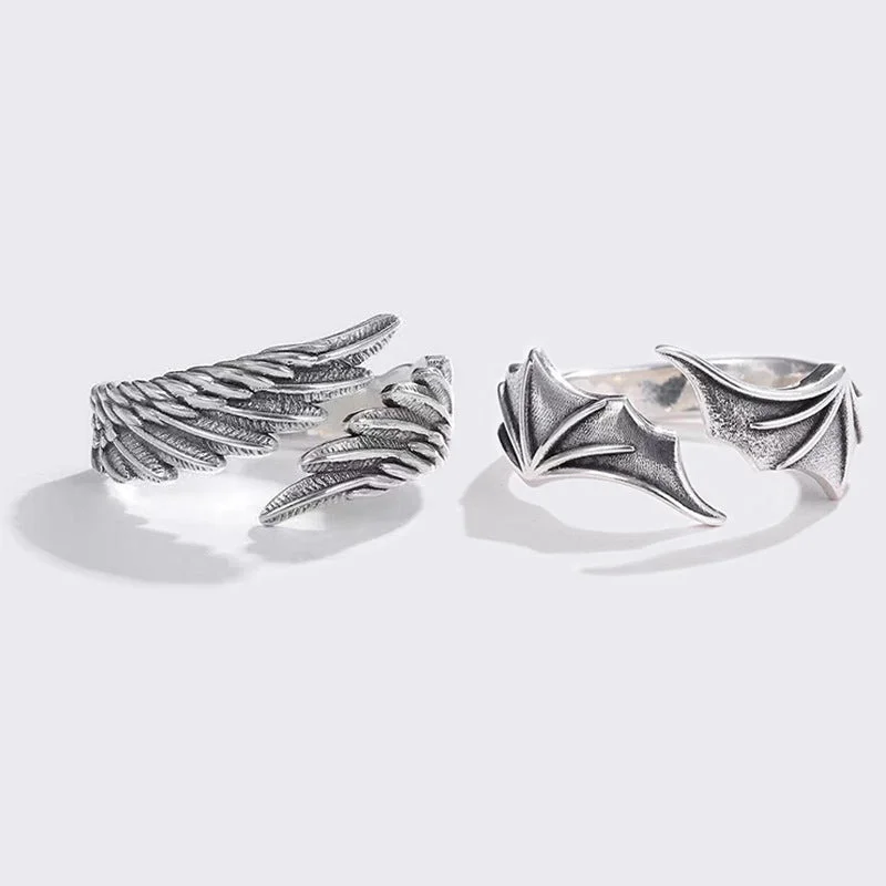 Angel Demon Wing Couples Rings for Women Hip Hop Rings Open Ring for Teen Thumb Jewelry Wedding Jewelry