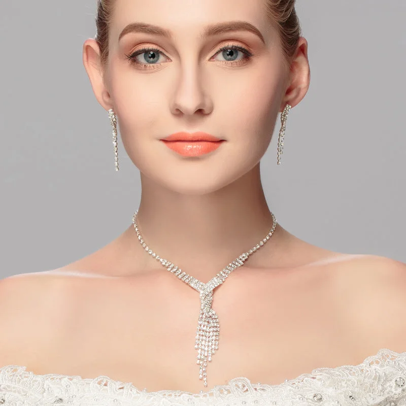 Bridal fashion necklace and earring set 2-piece 527600487705