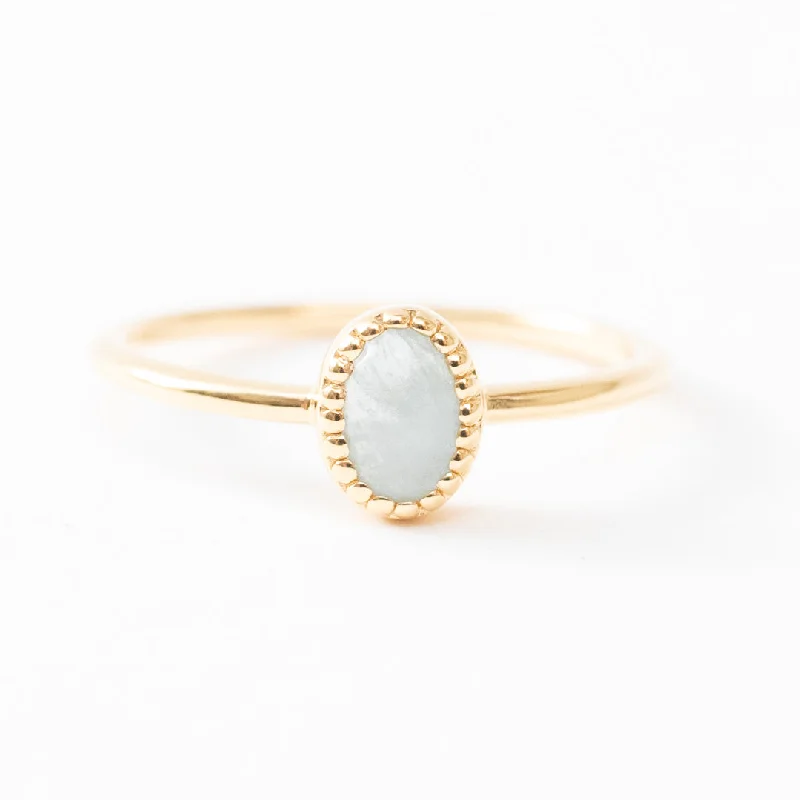 Gold Vermeil Oval Cabachon Aquamarine Ring