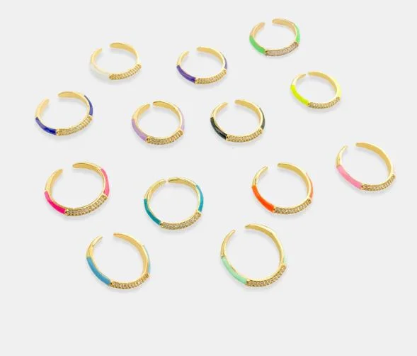 Enamel CZ Lined Rings