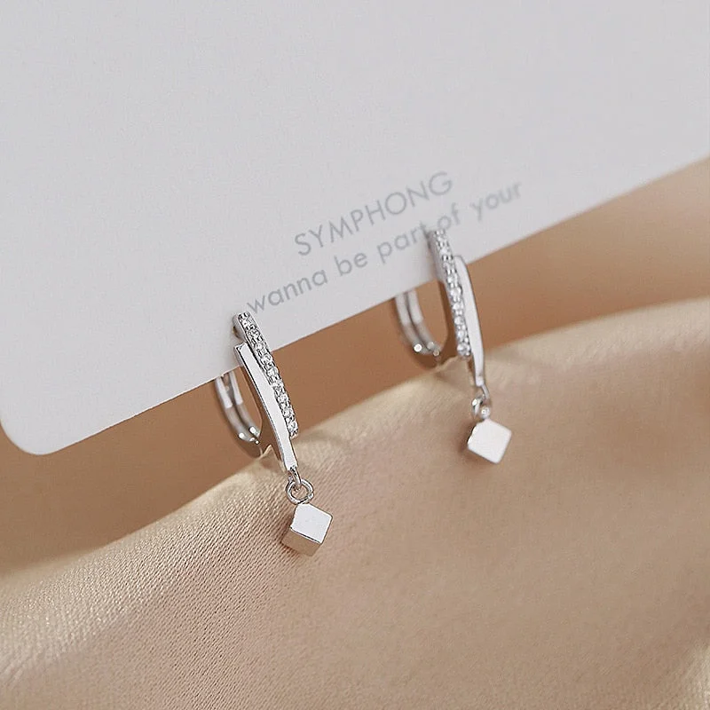 Crystal Geometric Bead Charm Stud Earring For Women Party Jewelry Pendientes Accessories