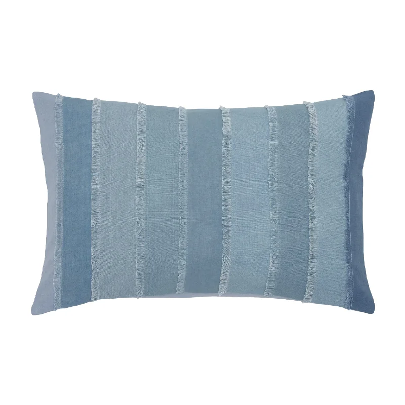 Fringed Light Indigo Pillow Cover