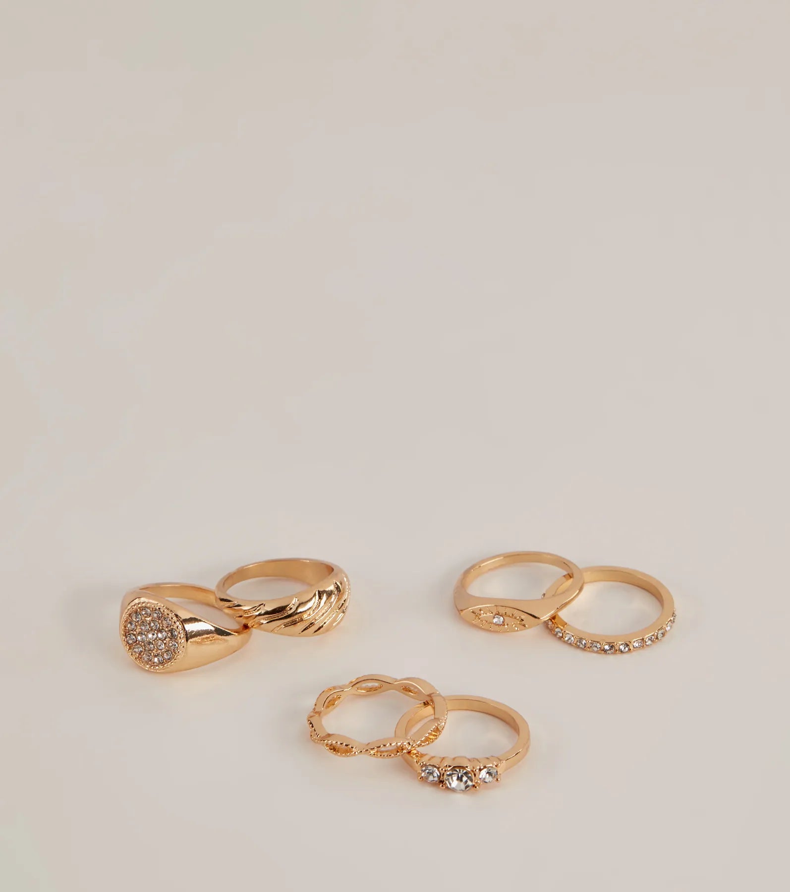 Glamorous Six Pack Ring Set