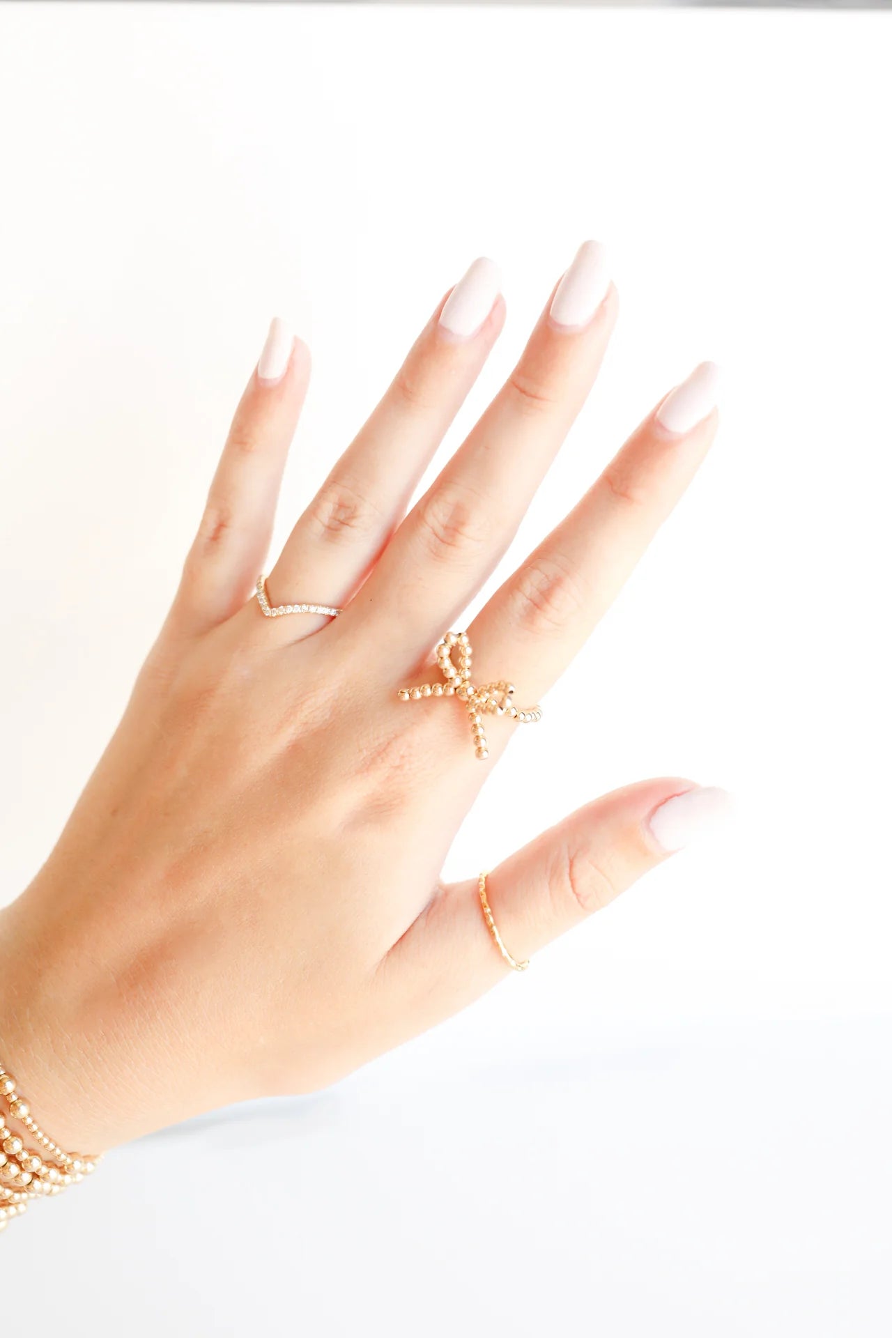 Gold Bow Beaded Ring