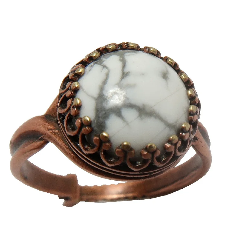 Howlite Ring Cherished Antique Copper Adjustable