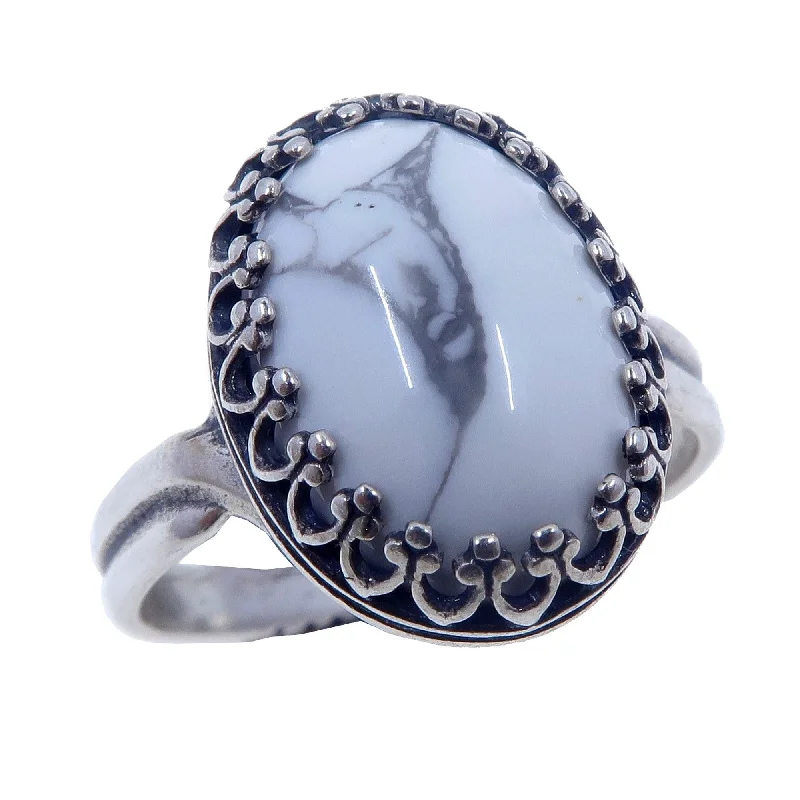 Howlite Ring White Mountain Sterling Silver Adjustable