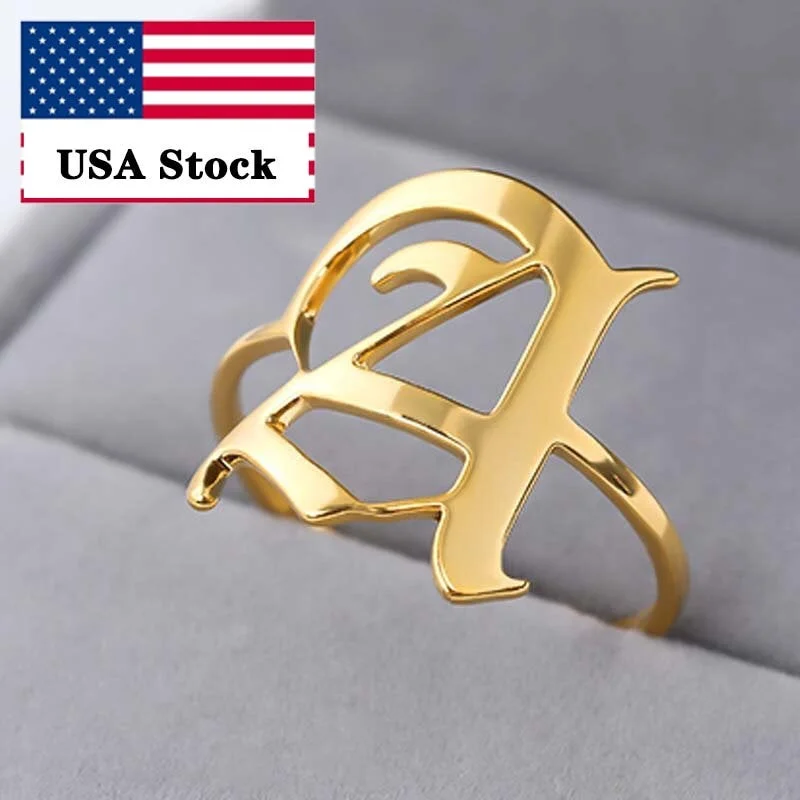 Initial Letter Ring | Gold Initial Ring | Women's Ring | Personalized Gold Ring | Initial Alphabet Capital Letter Ring | Wire Initial Ring