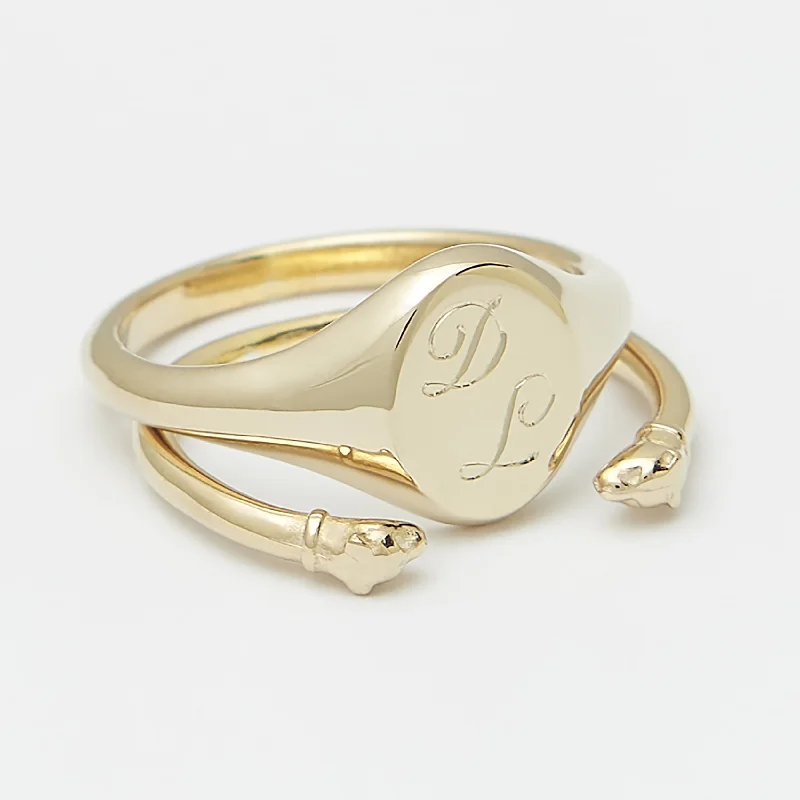 Jérôme Signet Ring Stack in Gold