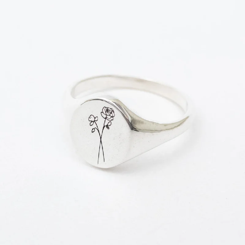 June Birth Flower Signet Ring