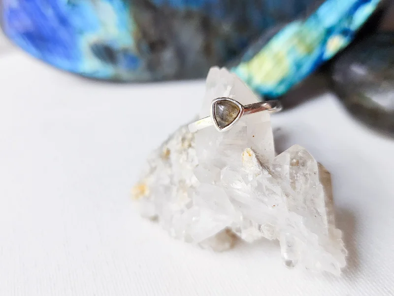 Labradorite Dainty Triangle Ring