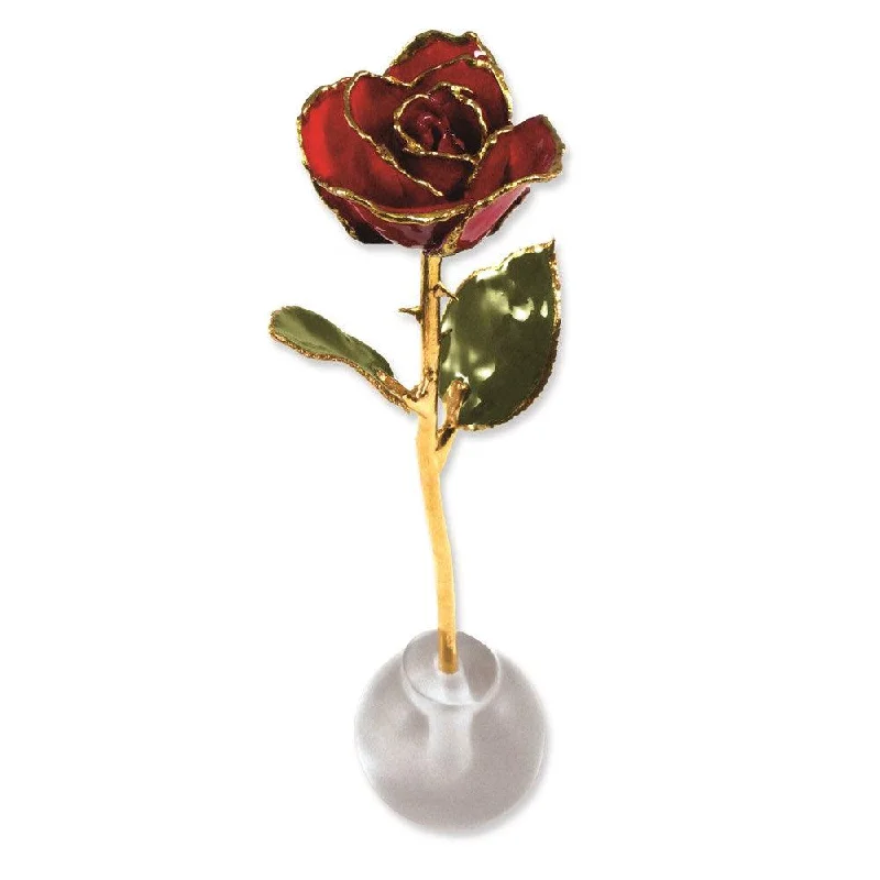 Lacquer Dipped Gold Trim Knob Stand Red Spring Rose Set